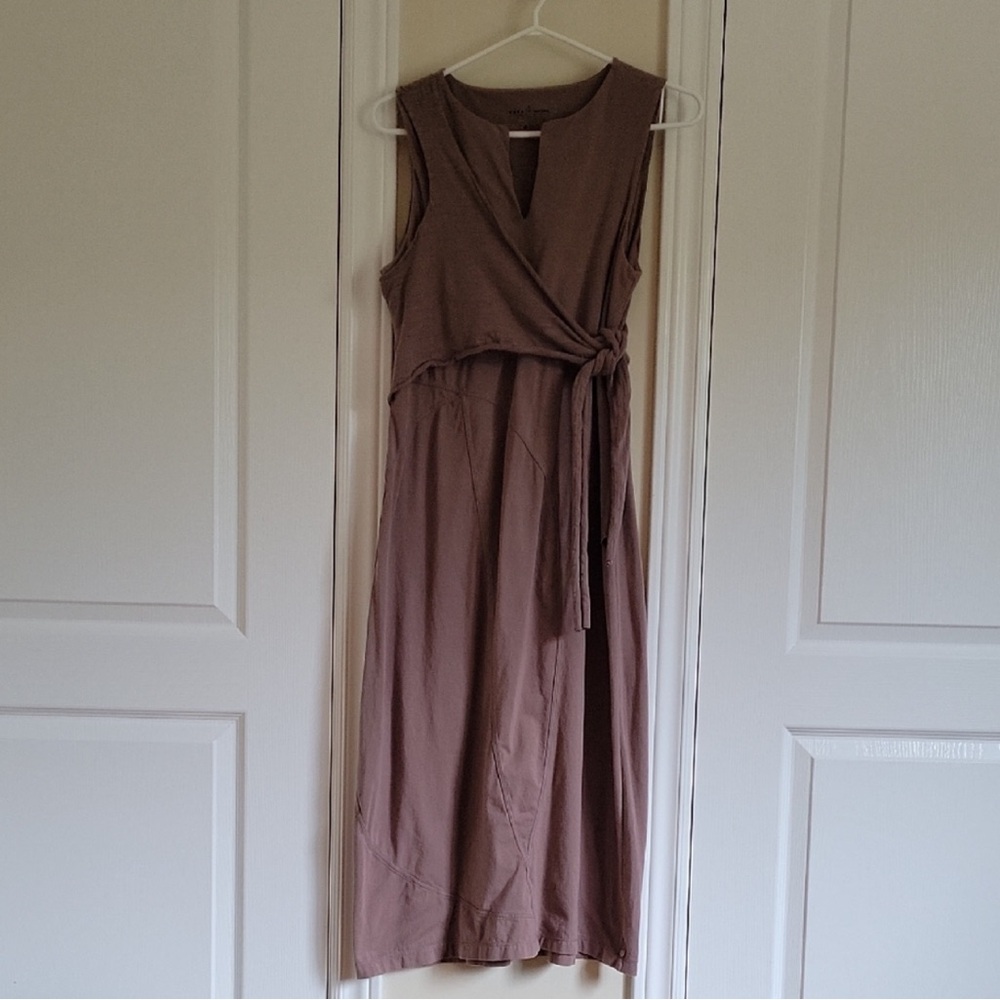 neon buddha Sleeveless Mauve Wrap-Style Midi Dress